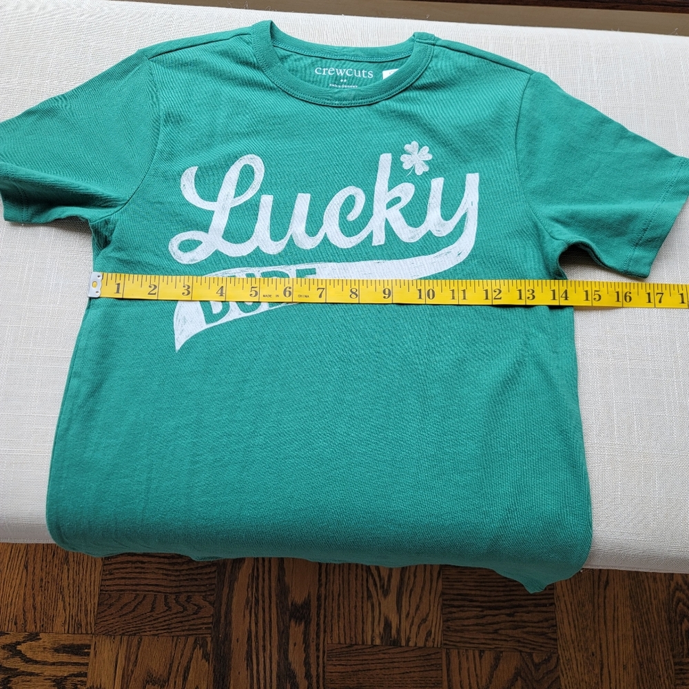 New! J.Crew sz M (8-9) Medium Green Lucky Dude Crewcuts Boys T-shirt NWT - Picture 4 of 7